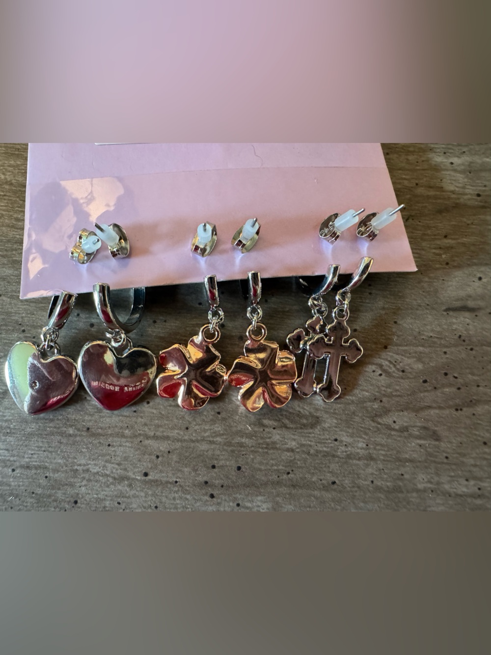 Wild Fable Silver and Rose Gold Mixed Charm Hoop Earring Set - Picture 3 of 3